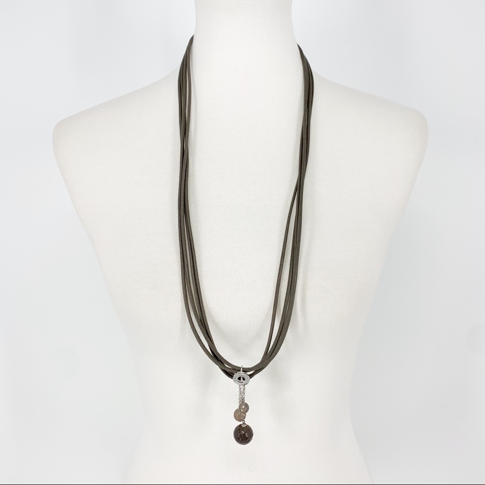 Ippocampo Brown Leather Cord Necklace Minimalist Modern Boho Luxe Urban Chic